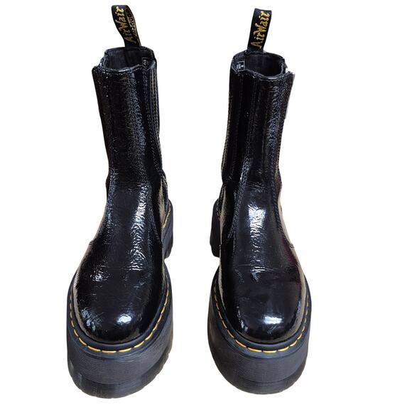 Dr Martens Black Patent Leather Distressed Chelsea Lug Sole Platform Boots US 7 - Picture 2 of 7